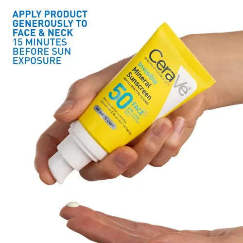 CeraVe Invisible Mineral Sunscreen Broad Spectrum SPF 50 For Face 48 mL (1.62 oz) — imagen 4