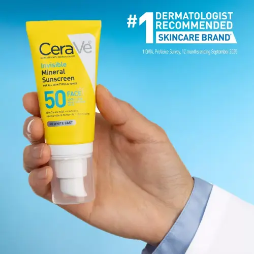 CeraVe Invisible Mineral Sunscreen Broad Spectrum SPF 50 For Face 48 mL (1.62 oz) — imagen 9