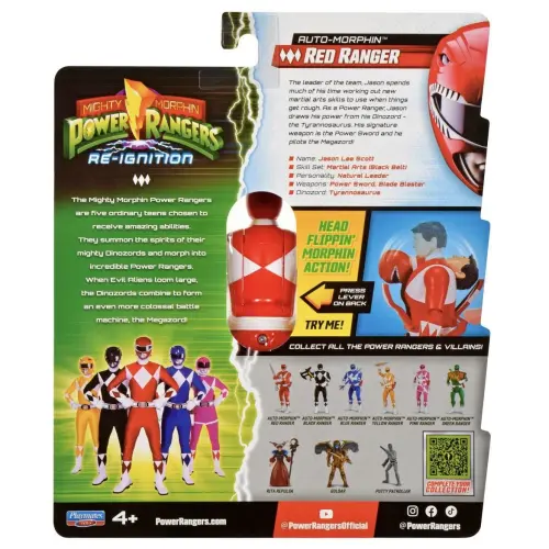 Hasbro Playmates Toys Mighty Morphin Power Rangers Re-Ignition Auto-Morphin Red Ranger (15 cm)'s photo #4