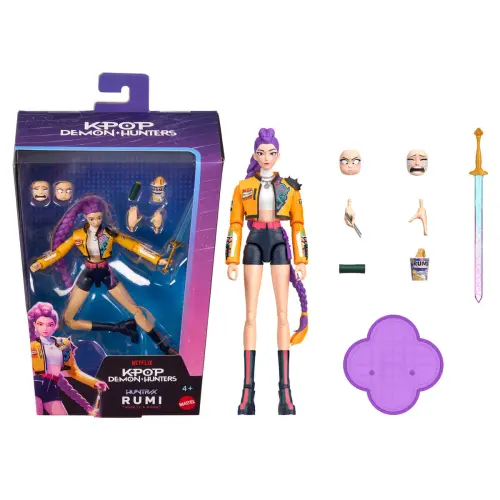 Mattel Netflix KPop Demon Hunters HUNTR/X Rumi with Accesories & Swappable Faces & Hands (15 cm) — imagen 1