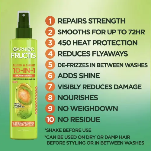 Garnier Fructis Sleek & Shine 10-in-1 Multitasking Spray Plant Keratin + Argan Oil 239 mL (8.1 oz)'s photo #3
