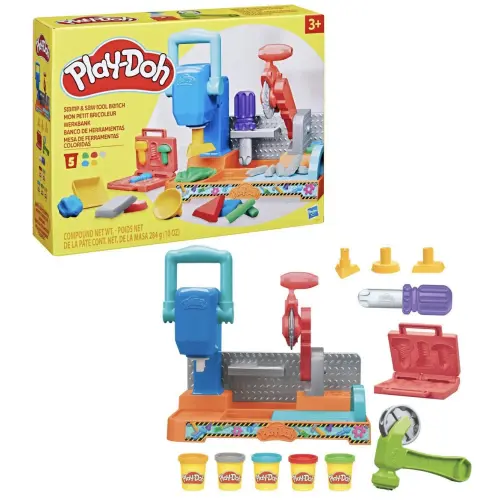 Hasbro Play-Doh Stamp & Saw Tool Bench 5 Cans 284 g (10 oz)'s photo #1