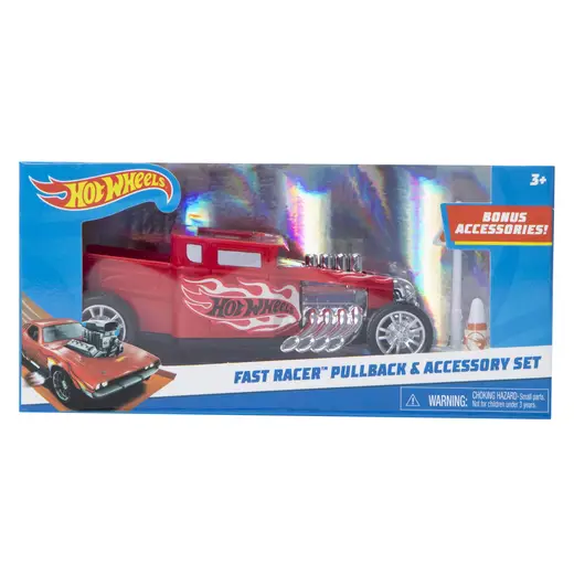 Just Play Hot Wheels Fast Racer Pullback & Accesory Set Bone Shake Red (13 cm) — imagen 2