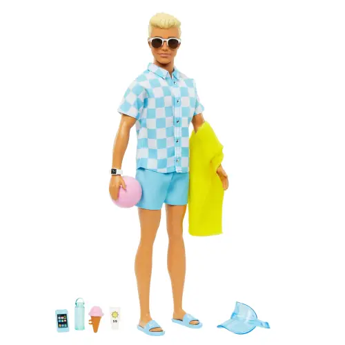 Mattel Barbie Ken Doll with Swim Trunks and Beach-Themed Accessories (30 cm)'s photo #1