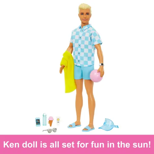 Mattel Barbie Ken Doll with Swim Trunks and Beach-Themed Accessories (30 cm)'s photo #5