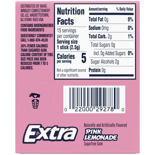 Wrigley’s Extra Long Lasting Flavor Sugarfree Chewing Gum Limited Edition Pink Lemonade 15 Pcs's photo #1
