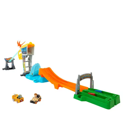 Mattel Hot Wheels RacerVerse Jurassic World Blue’s Raptor Rush Track Set — imagen 1