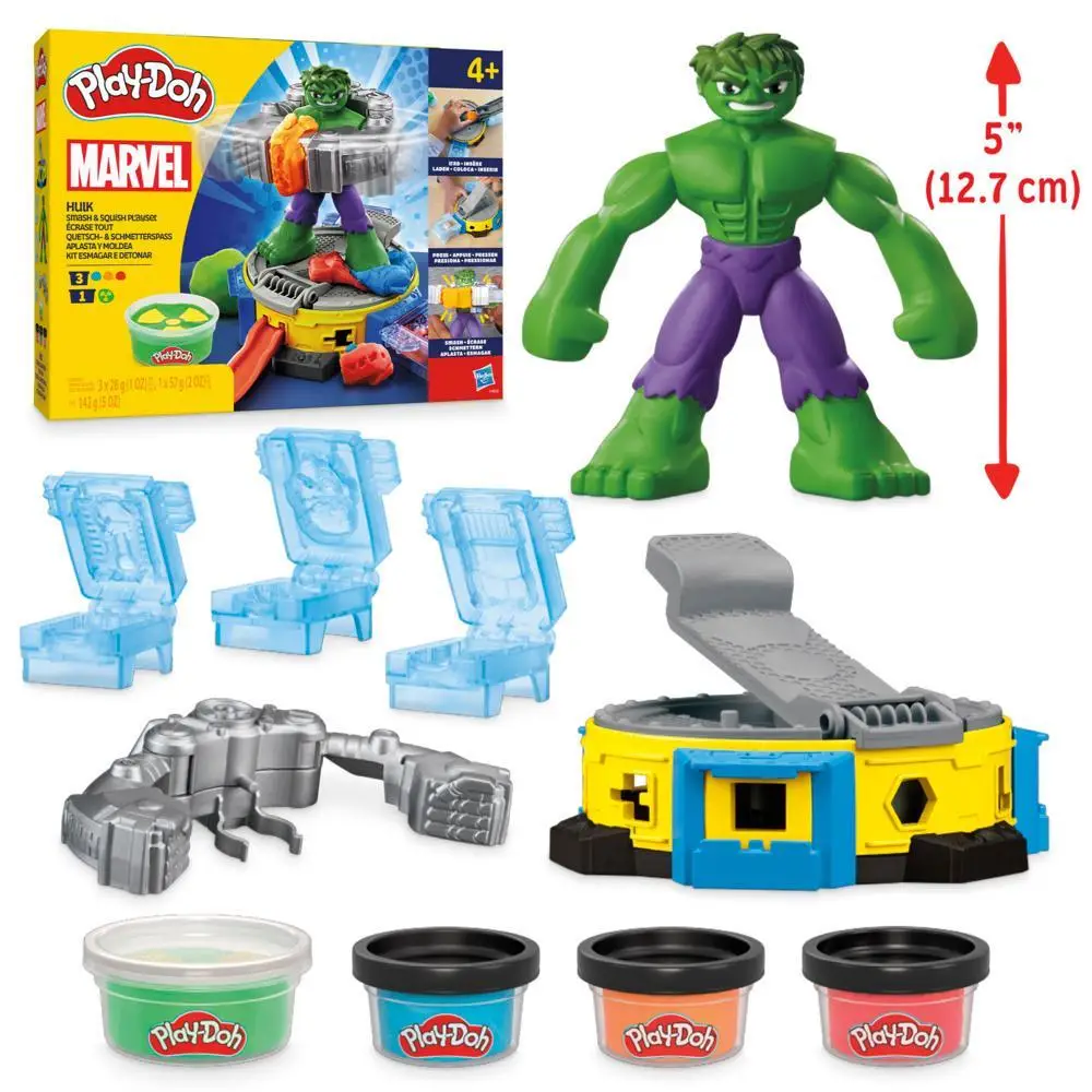 Hasbro Play-Doh Marvel Hulk Smash & Squish Playset 4 Cans 142 g (5 oz) — imagen 1