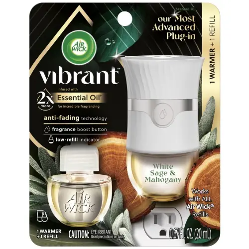Air Wick Scented Oil Warmer + Vibrant Scented Oil Refill White Sage & Mahogany 20 mL (0.67 oz) — imagen 1