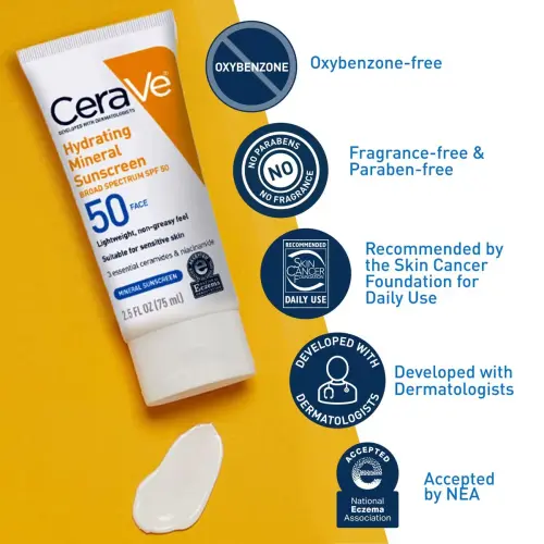 CeraVe Hydrating Mineral Sunscreen SPF 50 For Face 75 mL (2.5 oz)'s photo #3