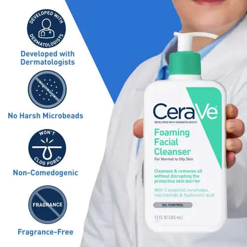 CeraVe Foaming Facial Cleanser For Normal to Oily Skin 237 mL (8 oz) — imagen 2