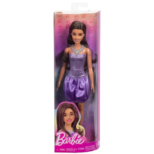 Mattel Barbie Fashionistas #234 Doll in Sequined Purple Dress and Silvery Accessories with Brown Hair (29 cm) — imagen 2