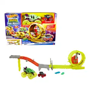 Mattel Hot Wheels Monster Trucks Power Smashers Charge & Chase Challenge Playset (116 cm) miniatura 1