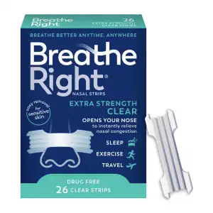 Breathe Right Nasal Strips Extra Strength Clear Drug Free 26 Clear Strips miniatura 1