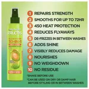 Garnier Fructis Sleek & Shine 10-in-1 Multitasking Spray Plant Keratin + Argan Oil 239 mL (8.1 oz) miniatura 4