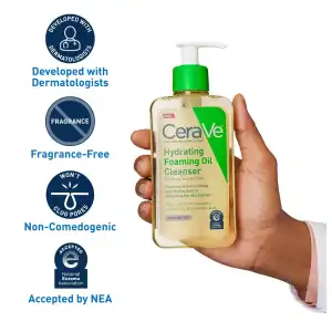 CeraVe Hydrating Foaming Oil Cleanser For Dry to Very Dry Skin 237 mL (8 oz) miniatura 3