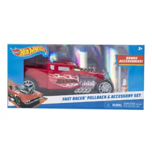 Just Play Hot Wheels Fast Racer Pullback & Accesory Set Bone Shake Red (13 cm) miniatura 2