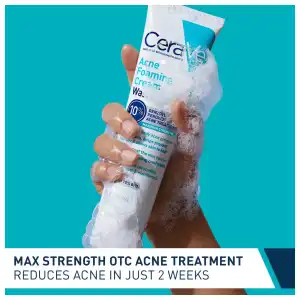 CeraVe Acne Foaming Cream Wash 10% Benzoyl Peroxide Acne Treatment Maximum Strength 150 mL (5 oz) miniatura 4