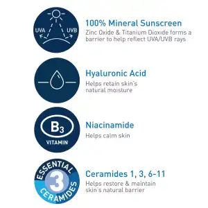 CeraVe Hydrating Mineral Sunscreen SPF 50 For Face 75 mL (2.5 oz) miniatura 3