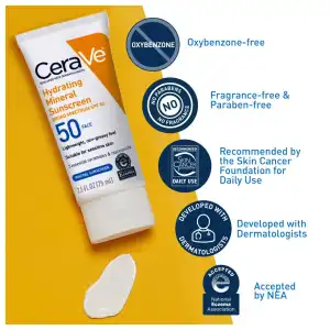 CeraVe Hydrating Mineral Sunscreen SPF 50 For Face 75 mL (2.5 oz) miniatura 4