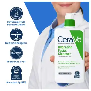 CeraVe Hydrating Facial Cleanser For Normal to Dry Skin 237 mL (8 oz) miniatura 3