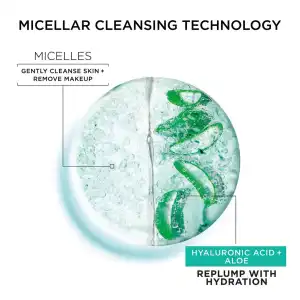 Garnier SkinActive Micellar Cleansing Water All-in-1 Replump with Hyaluronic Acid + Aloe 400 ml (13.5 oz) miniatura 2