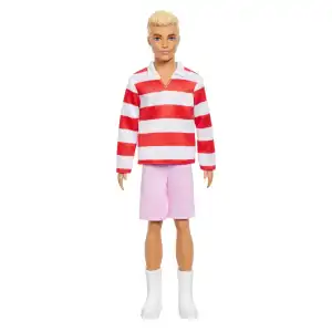 Mattel Barbie Fashionistas Ken #241 Doll in Red Striped Top and Pink Shorts with White Sneakers (30 cm) miniatura 1