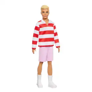 Mattel Barbie Fashionistas Ken #241 Doll in Red Striped Top and Pink Shorts with White Sneakers (30 cm) miniatura 5
