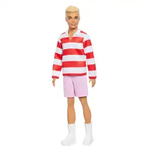 Mattel Barbie Fashionistas Ken #241 Doll in Red Striped Top and Pink Shorts with White Sneakers (30 cm) miniatura 6
