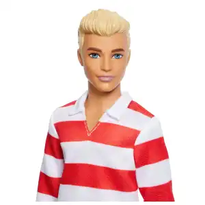Mattel Barbie Fashionistas Ken #241 Doll in Red Striped Top and Pink Shorts with White Sneakers (30 cm) miniatura 3