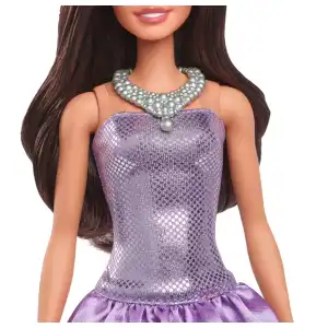 Mattel Barbie Fashionistas #234 Doll in Sequined Purple Dress and Silvery Accessories with Brown Hair (29 cm) miniatura 4