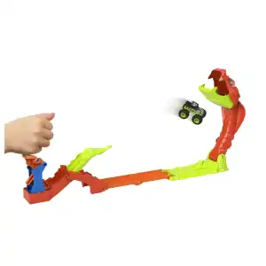 Mattel Hot Wheels Monster Trucks Snake Slam Takedown Track Set (89 cm) miniatura 3