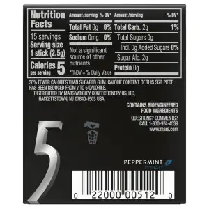 Wrigley’s 5 Sugarfree Chewing Gum Peppermint Cobalt 15 Pcs miniatura 2