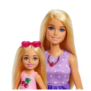 Mattel Barbie Family & Friends Sister Picnic Club Chelsea & Barbie "Malibu" Dolls & Accesories (13 cm / 29 cm) miniatura 4